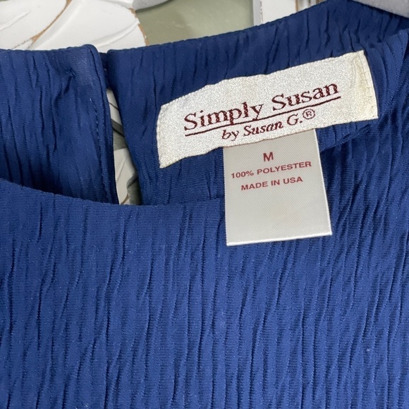 Simply Susan by Susan Graver Blue Crepe Tee Keyhole - Picture 2 of 6